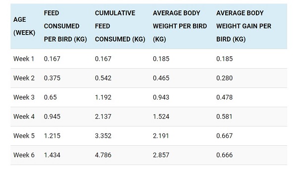 Typical Broiler Weights And Feed Intake Crenshaw Madmon